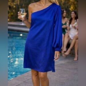 Banana Republic Royal Blue One-Shoulder Dress